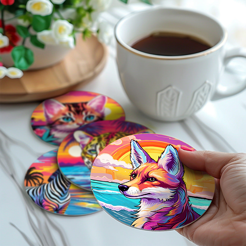 DIY cocktail wall art kit with margarita, mojito, and colorful tropical drink paintings.