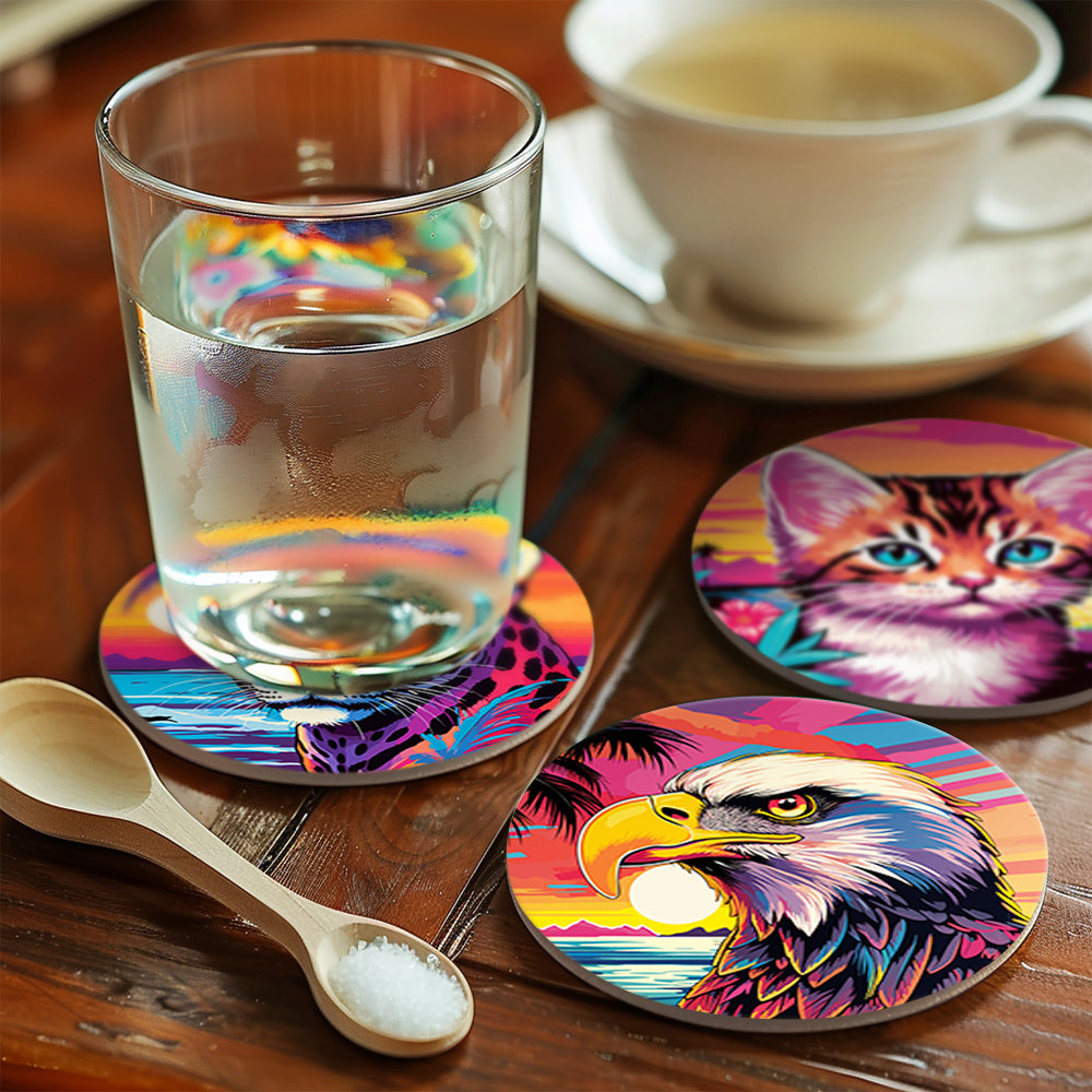 Beginner-friendly tropical cocktail paint by numbers set, six drink artworks for DIY decor.