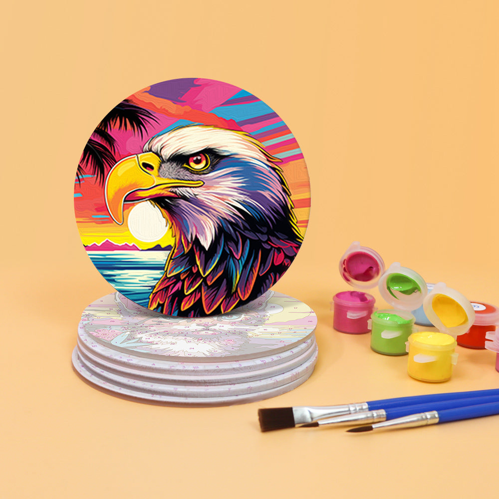 Set of six tropical drinks paint by numbers with rum, tequila, and exotic cocktail designs.