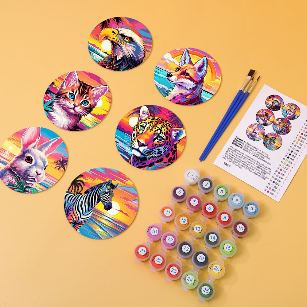 Colorful tropical spirits paint kit, ideal for DIY painting and creative cocktail wall decor.