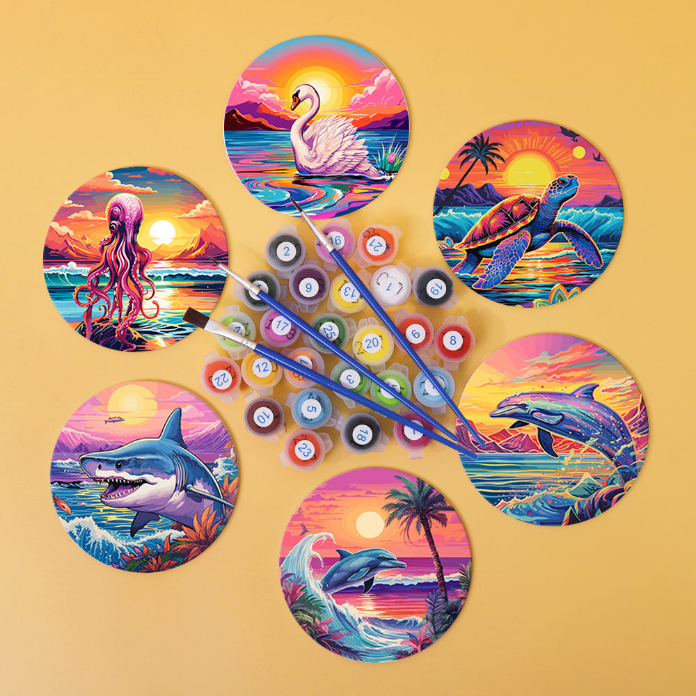 Kit de pintura DIY Ocean Glow, pintura con temática de playa por números.