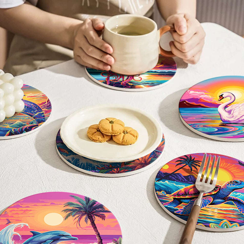 Kit de arte de pintura por números Ocean Glow, pintura oceánica fácil de hacer.