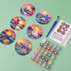 Coastal wall art paint by numbers kit, Ocean Glow series.