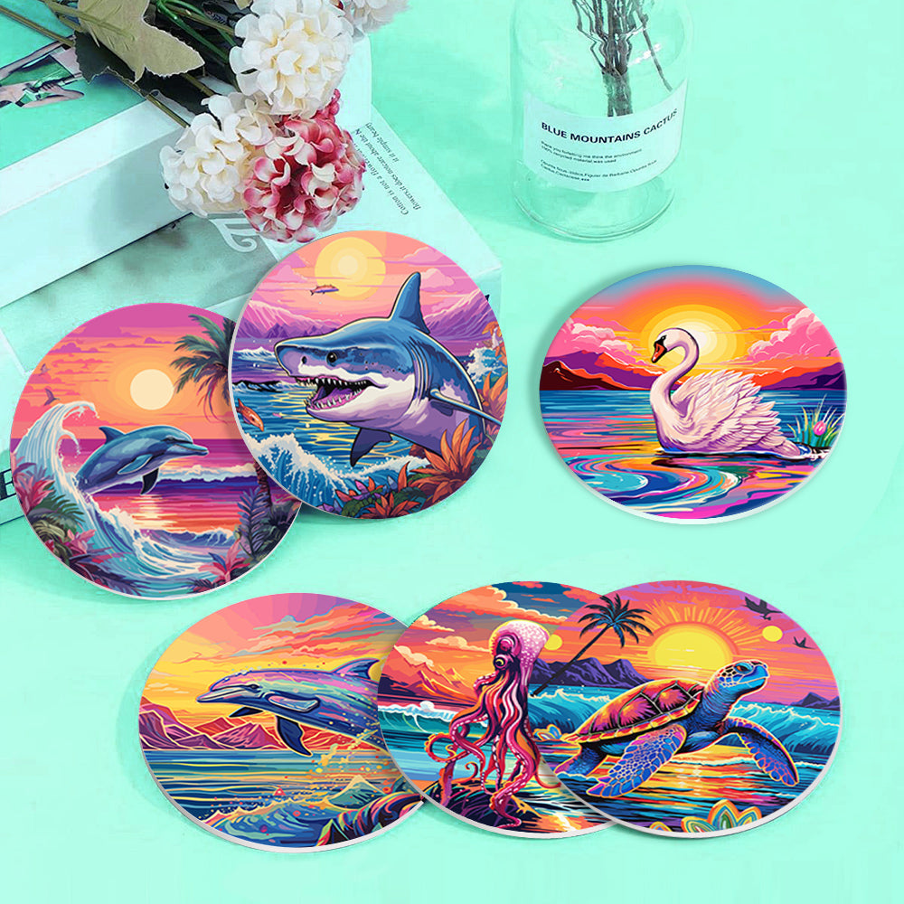 Kit de pintura relajante junto al mar, juego de 6 arte de pared Ocean Glow.