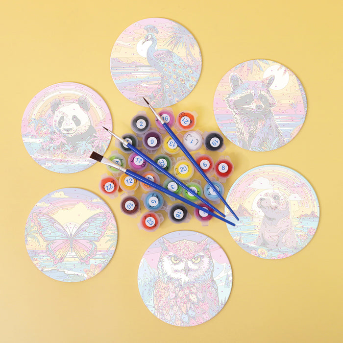 Wild Wonders paint by numbers kit featuring 6 wildlife designs for DIY painting fun.