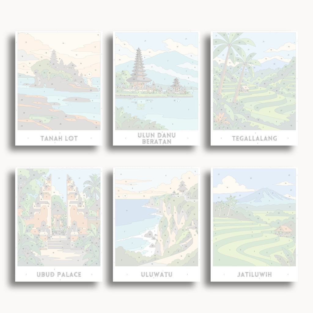 Bali travel poster mini paint by numbers collection