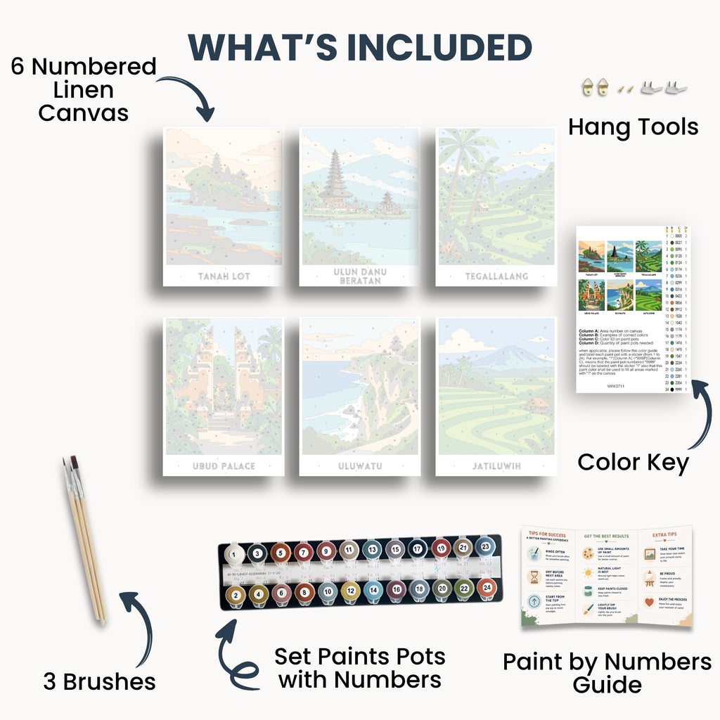 Bali travel poster mini paint by numbers collection