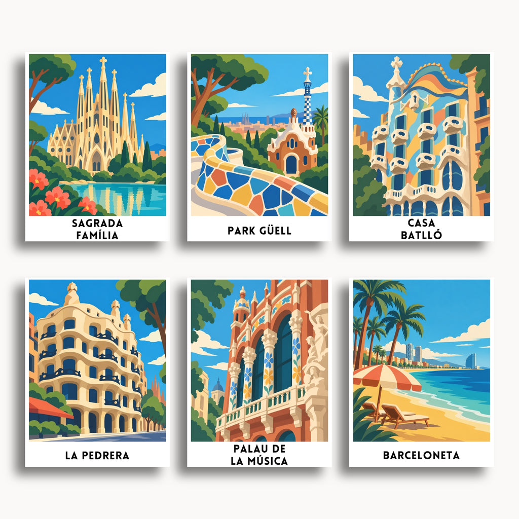 Barcelona travel poster mini paint by numbers collection