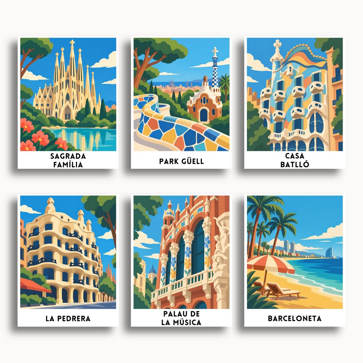 Barcelona travel poster mini paint by numbers collection