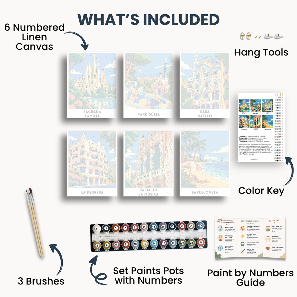 Barcelona travel poster mini paint by numbers collection