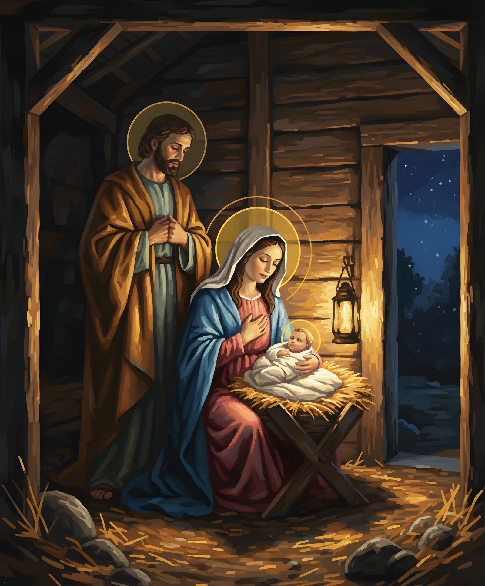 Birth of Christ paint by numbers artwork