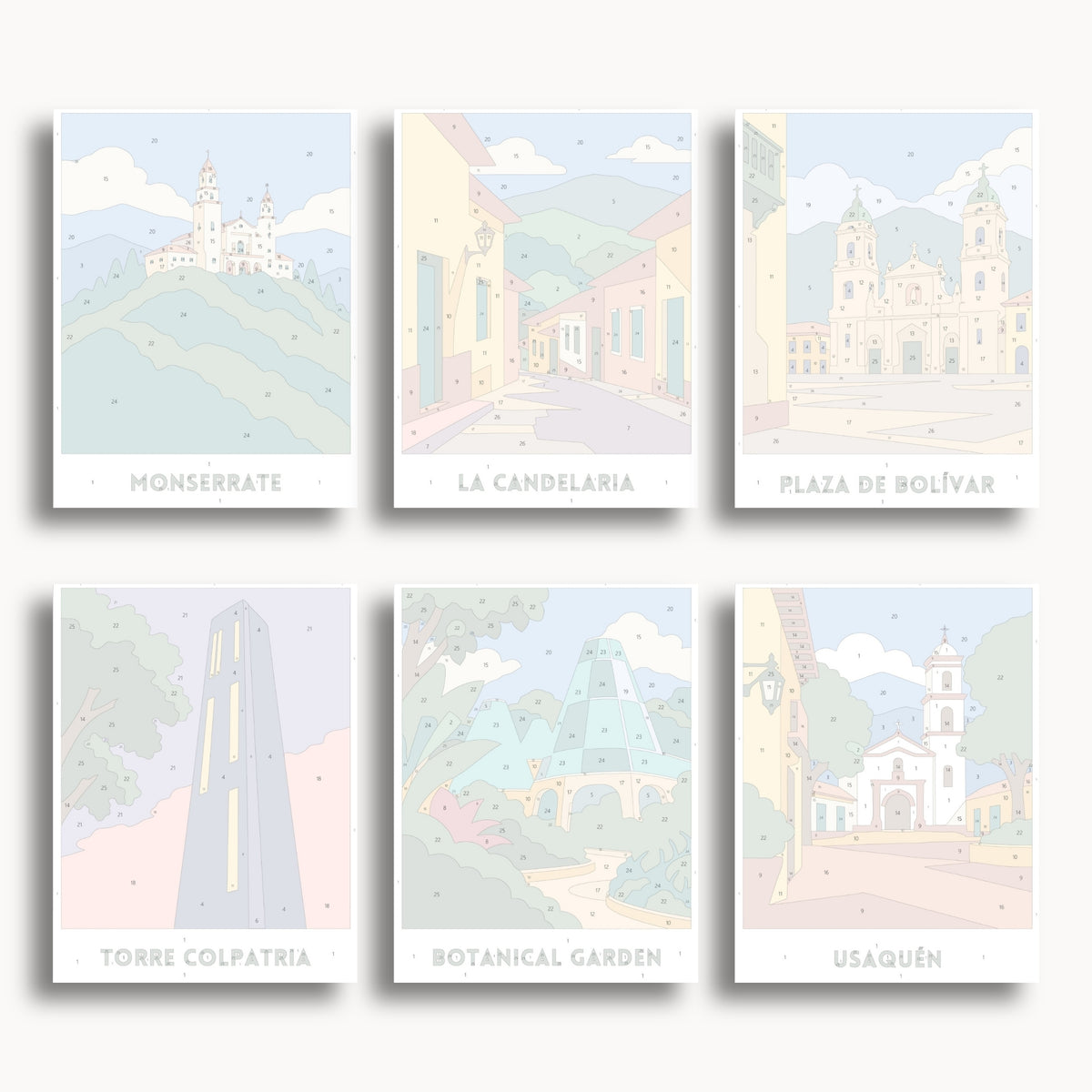 Bogotá travel poster mini paint by numbers collection