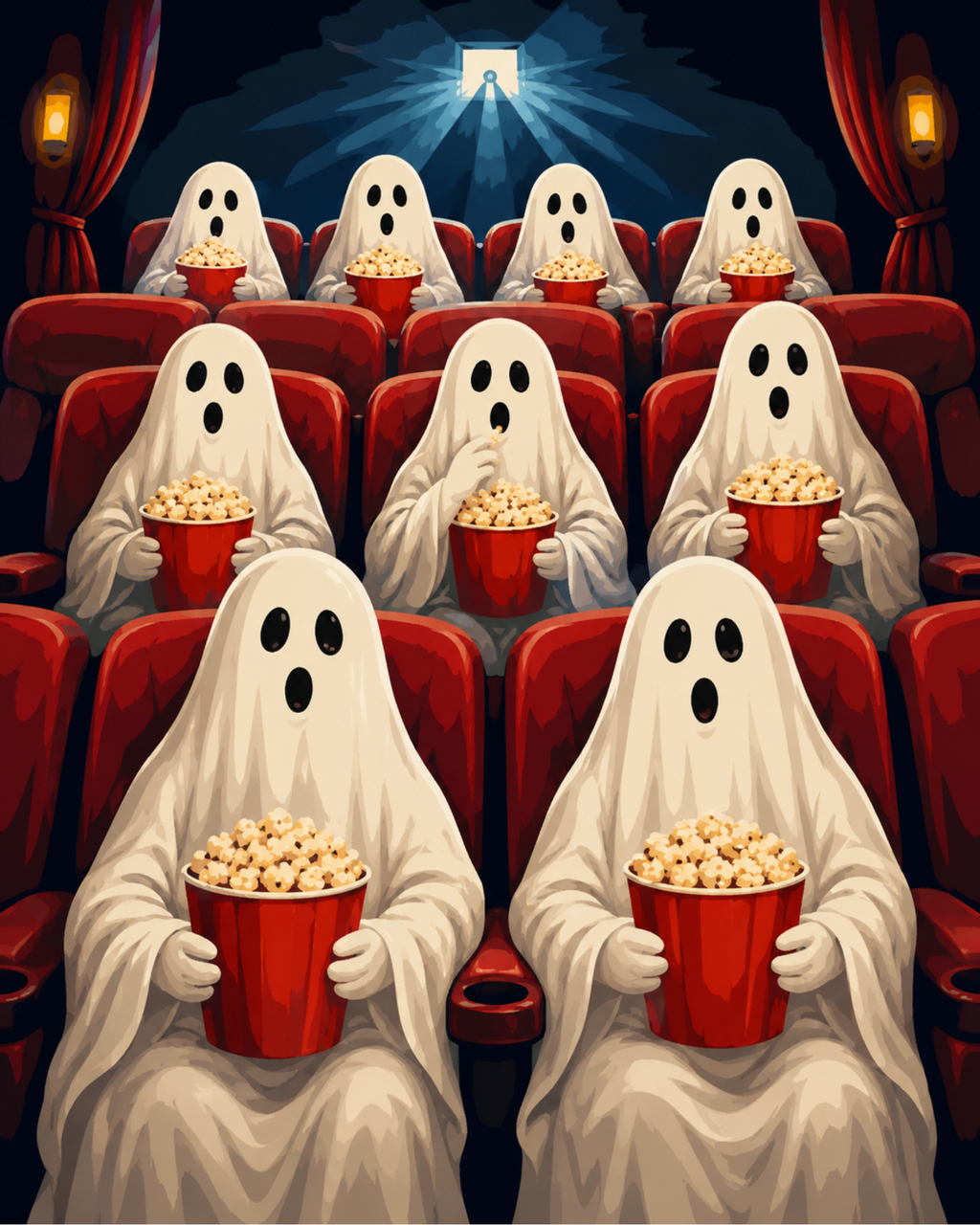 Finished Boo at the Movies paint by numbers artwork