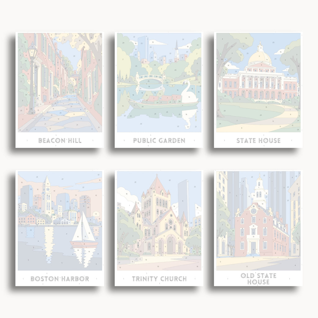 Boston travel poster mini paint by numbers collection