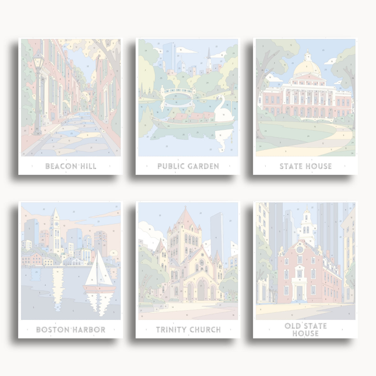 Boston travel poster mini paint by numbers collection