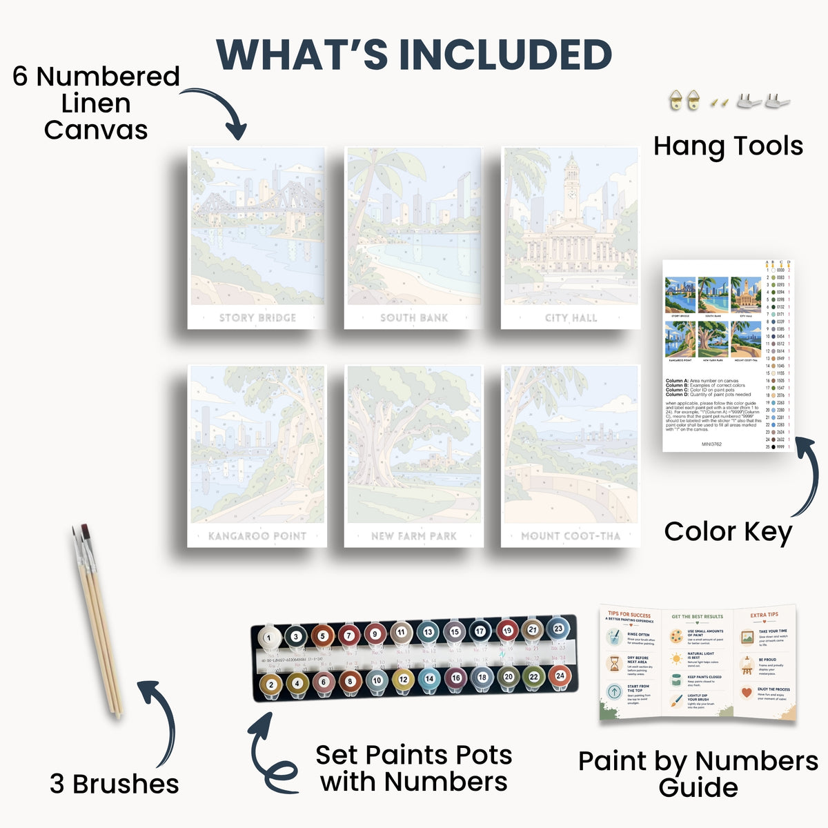 Brisbane travel poster mini paint by numbers collection