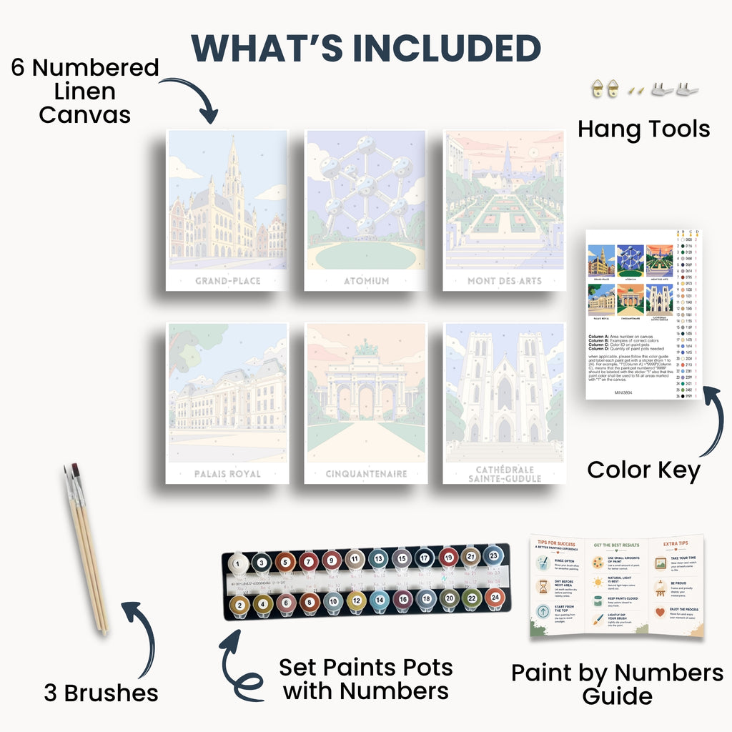 Brussels travel poster mini paint by numbers collection