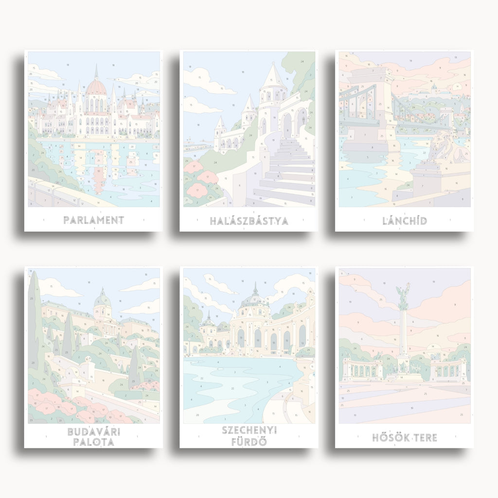 Budapest travel poster mini paint by numbers collection