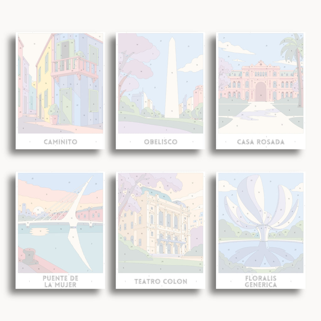 Buenos Aires travel poster mini paint by numbers collection