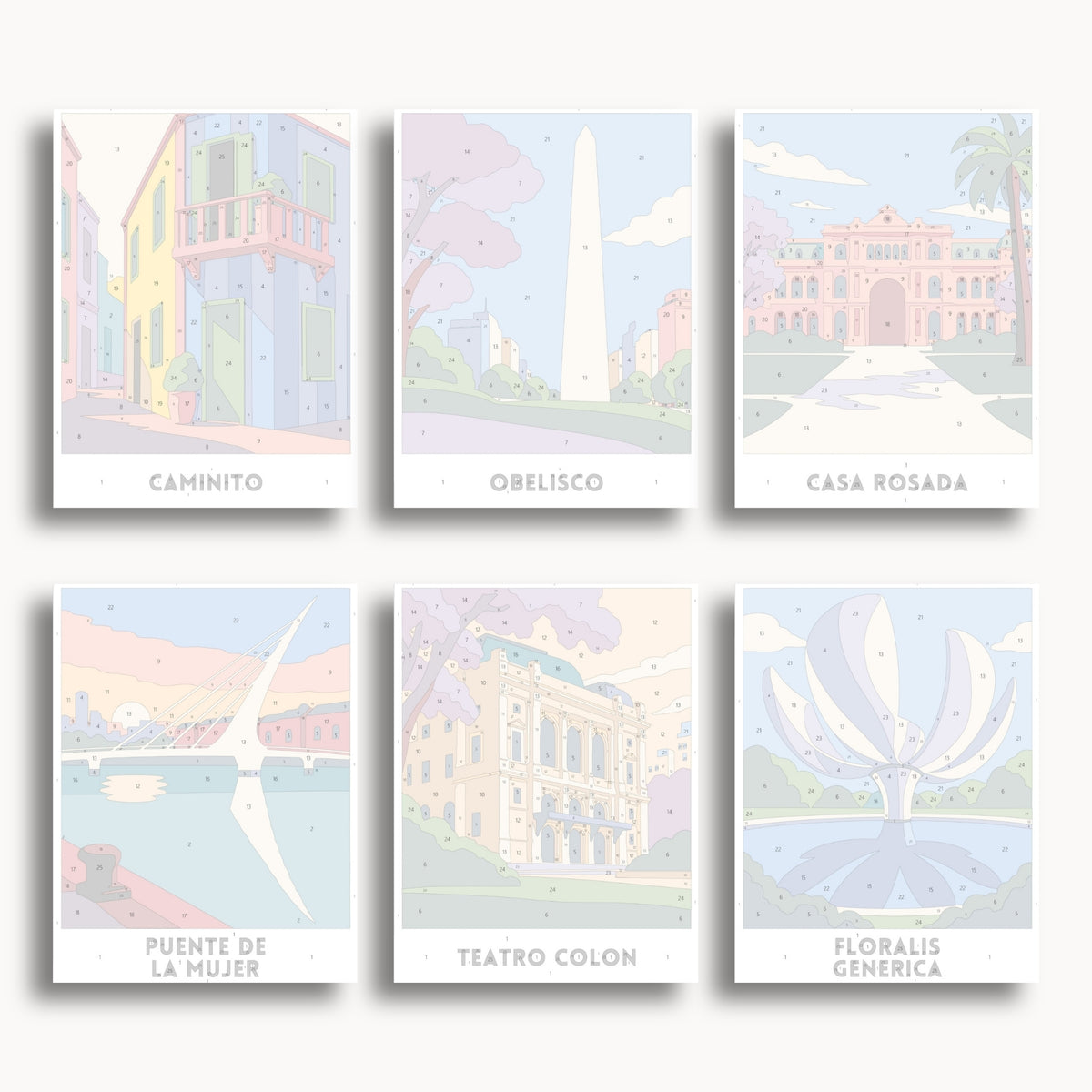 Buenos Aires travel poster mini paint by numbers collection