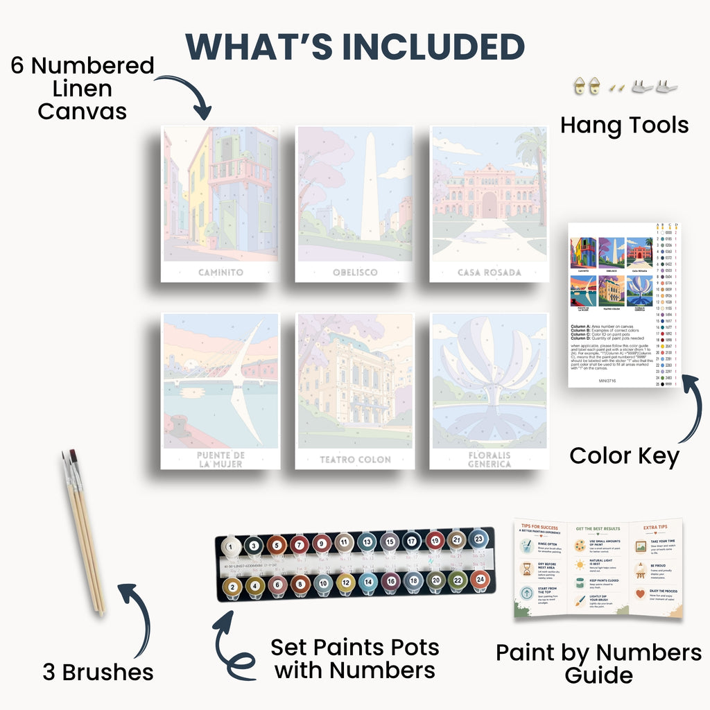Buenos Aires travel poster mini paint by numbers collection
