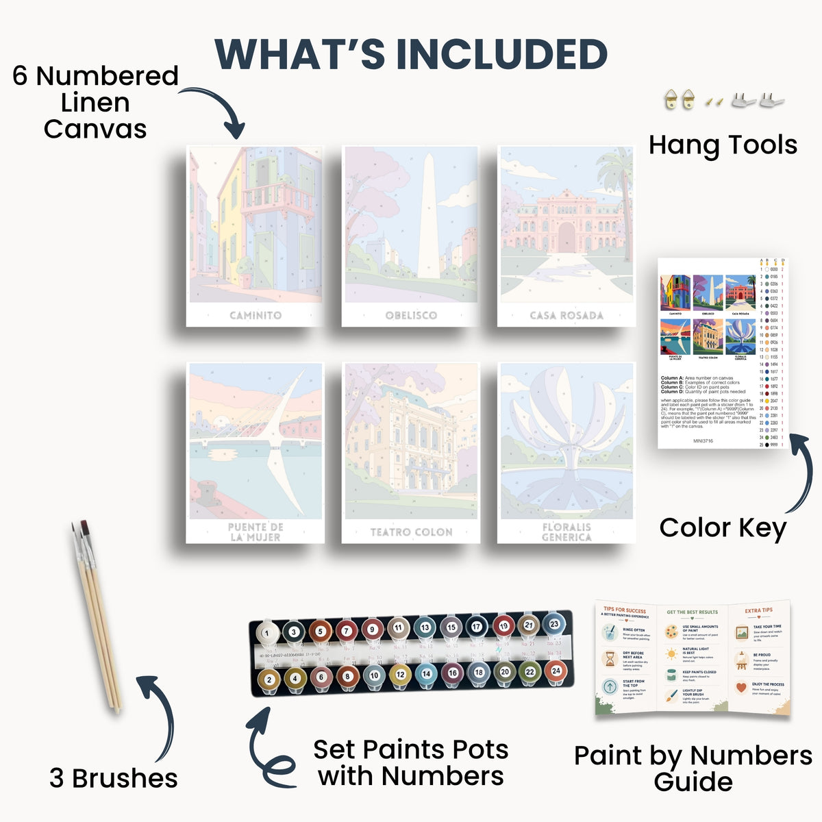 Buenos Aires travel poster mini paint by numbers collection