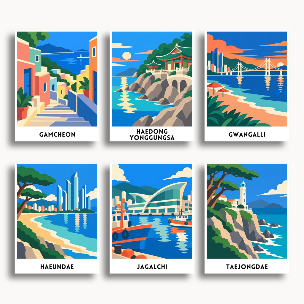 Busan travel poster mini paint by numbers collection