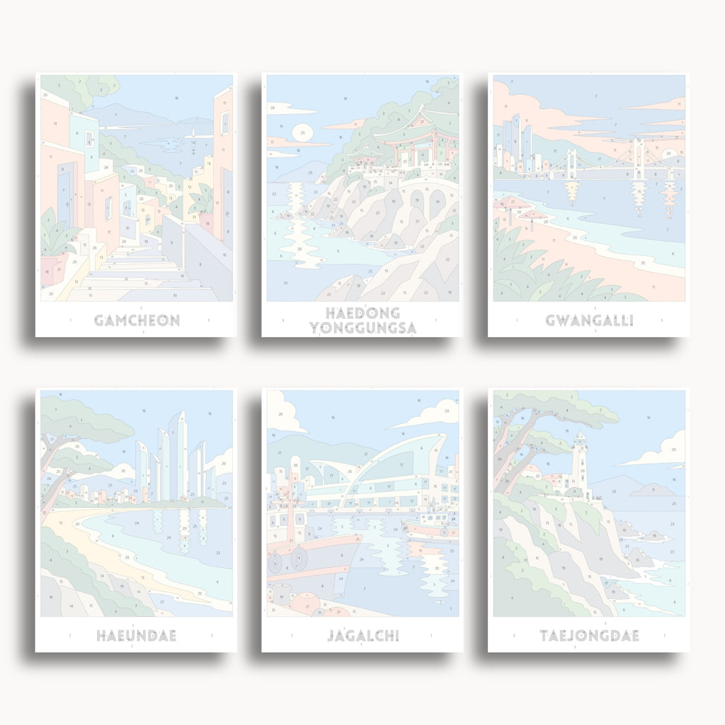 Busan travel poster mini paint by numbers collection