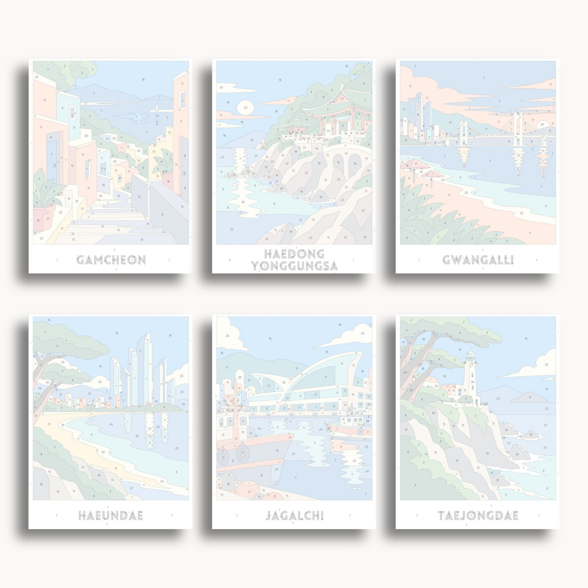 Busan travel poster mini paint by numbers collection
