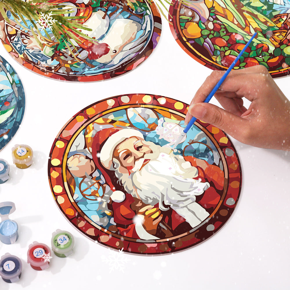 Malen-nach-Zahlen-Set „Weihnachtsreflexionen“, festliches DIY-Kunstset für Anfänger und Weihnachtsdekoration.
