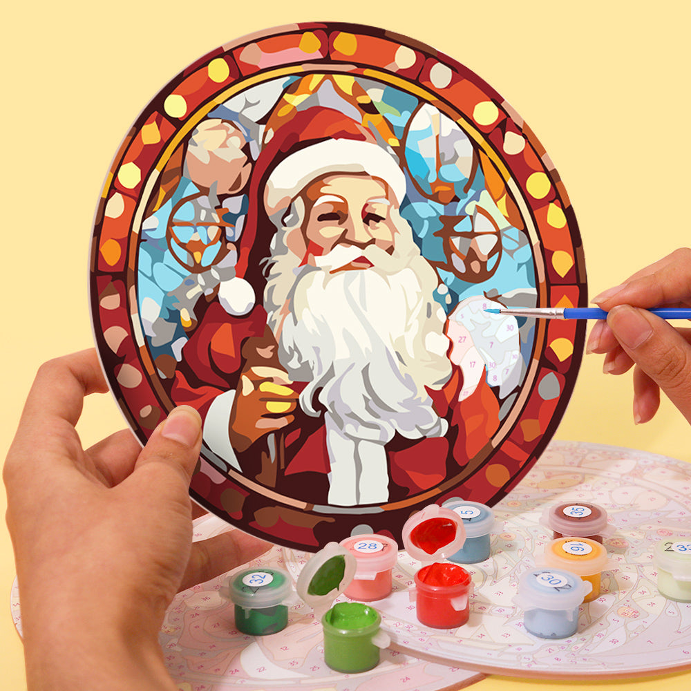 DIY Christmas painting set of 6, seasonal paint by numbers kit for holiday wall art.