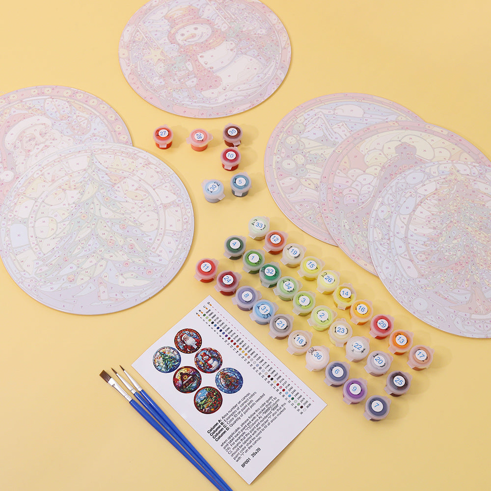 DIY holiday reflections painting kit, Christmas paint by numbers for festive décor lovers.