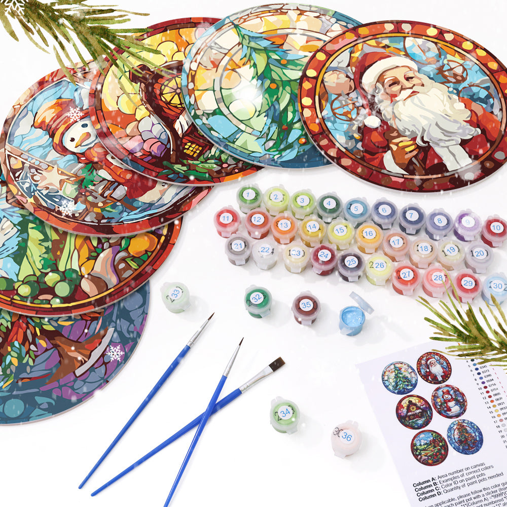 Winter paint by numbers Christmas set, festive art kit for seasonal crafts and décor.