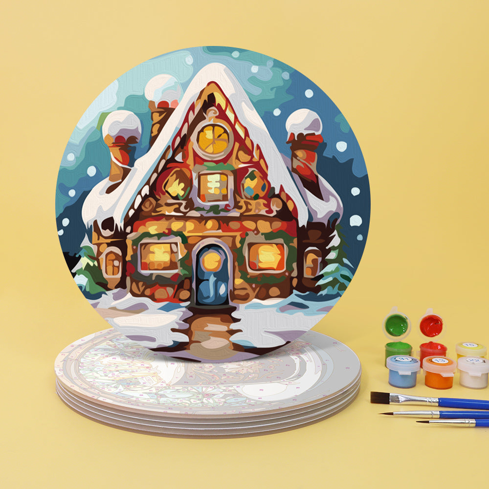 Acogedor kit de pintura navideña por números de 6, lienzo festivo DIY para decoración de casa de vacaciones.