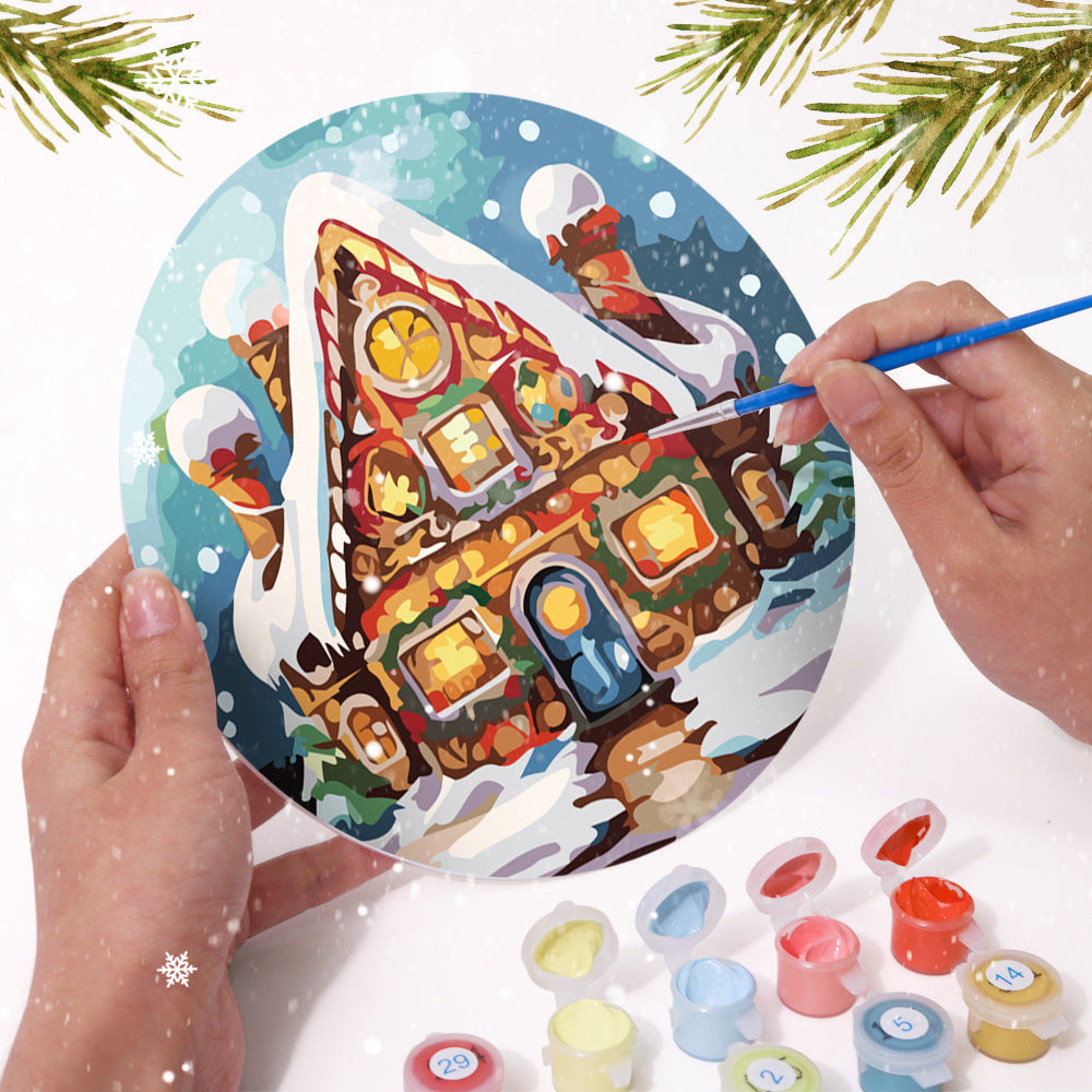 Christmas paint by numbers kit, cozy holiday collection of 6 DIY canvases.