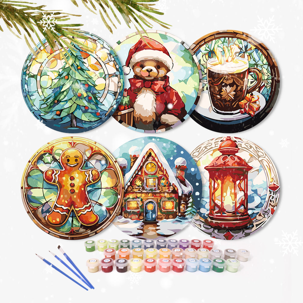 Kit de pintura navideña por números, acogedor juego navideño de 6 pinturas sencillas en lienzo.