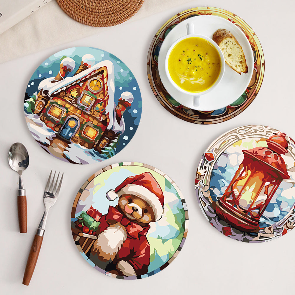 Arte de pared festivo de bricolaje, pintura navideña acogedora por números para decoración de temporada.