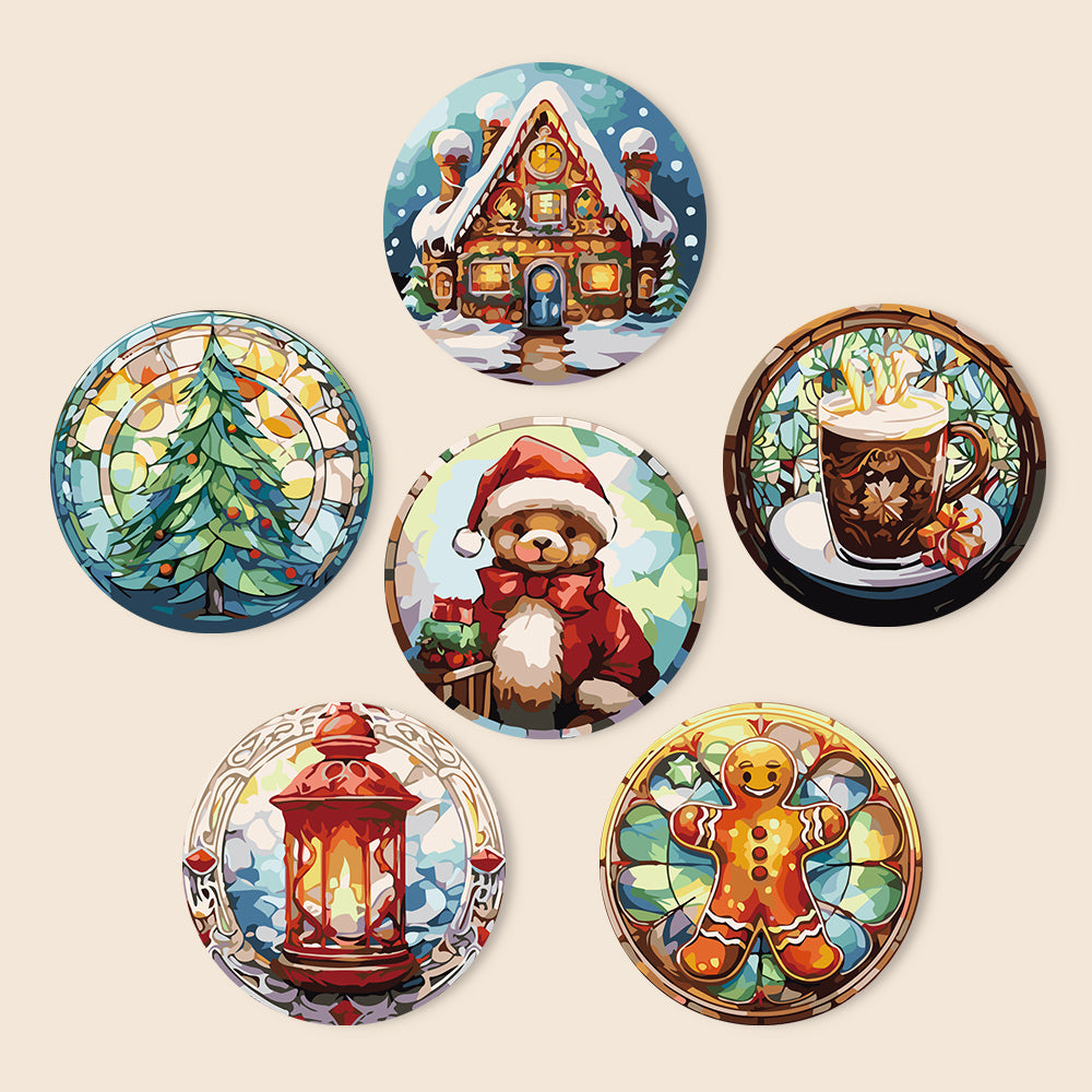 Acogedor juego de lienzo navideño DIY, kit de pintura navideña por números con 6 escenas.