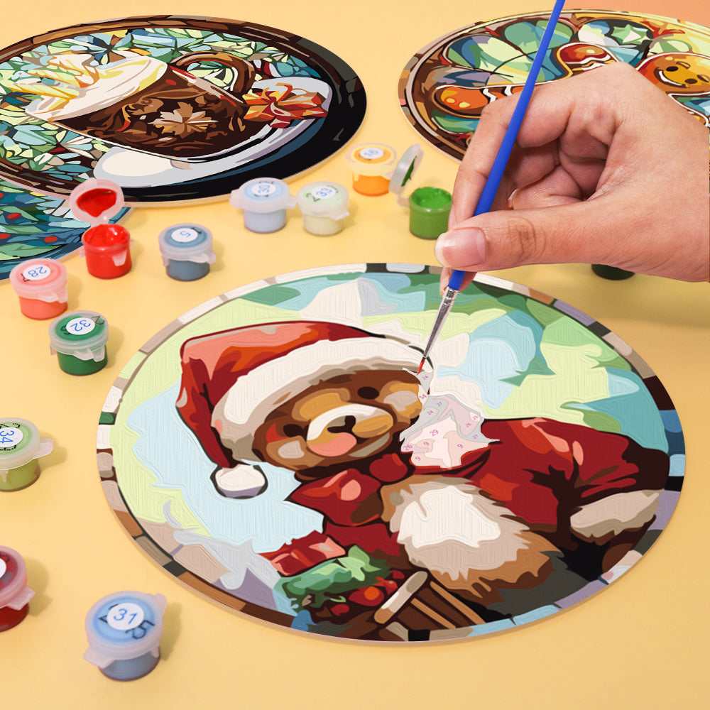 Set of 6 Christmas paint by numbers, beginner-friendly DIY holiday wall art kit.