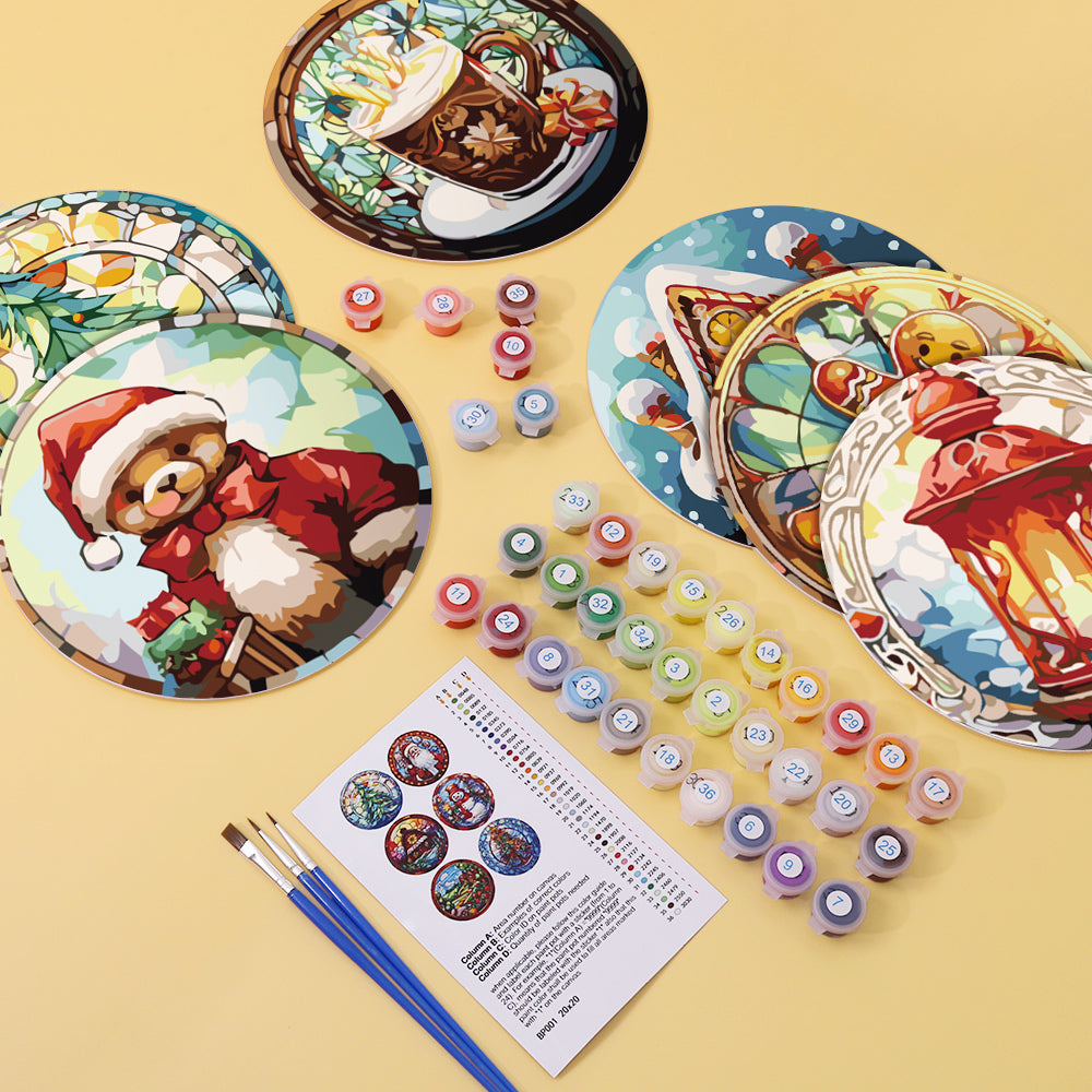 Acogedor juego de pintura navideña por números, perfecto proyecto de decoración navideña.