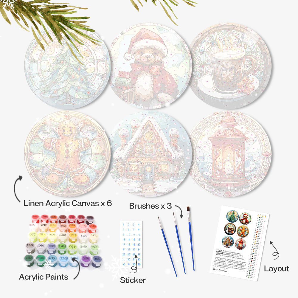 DIY Cozy Christmas pintura por números, conjunto de arte navideño para decoración creativa del hogar.