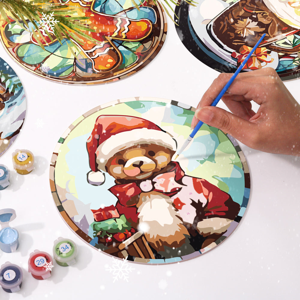 Kit de pintura festiva para bricolaje, acogedor lienzo navideño numerado para el hogar de invierno.
