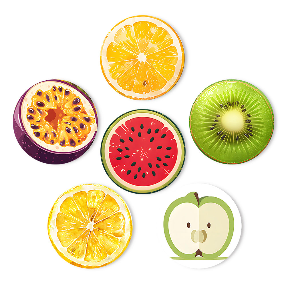 Creative DIY art kit with fruit canvas designs, paint by numbers set for home décor.