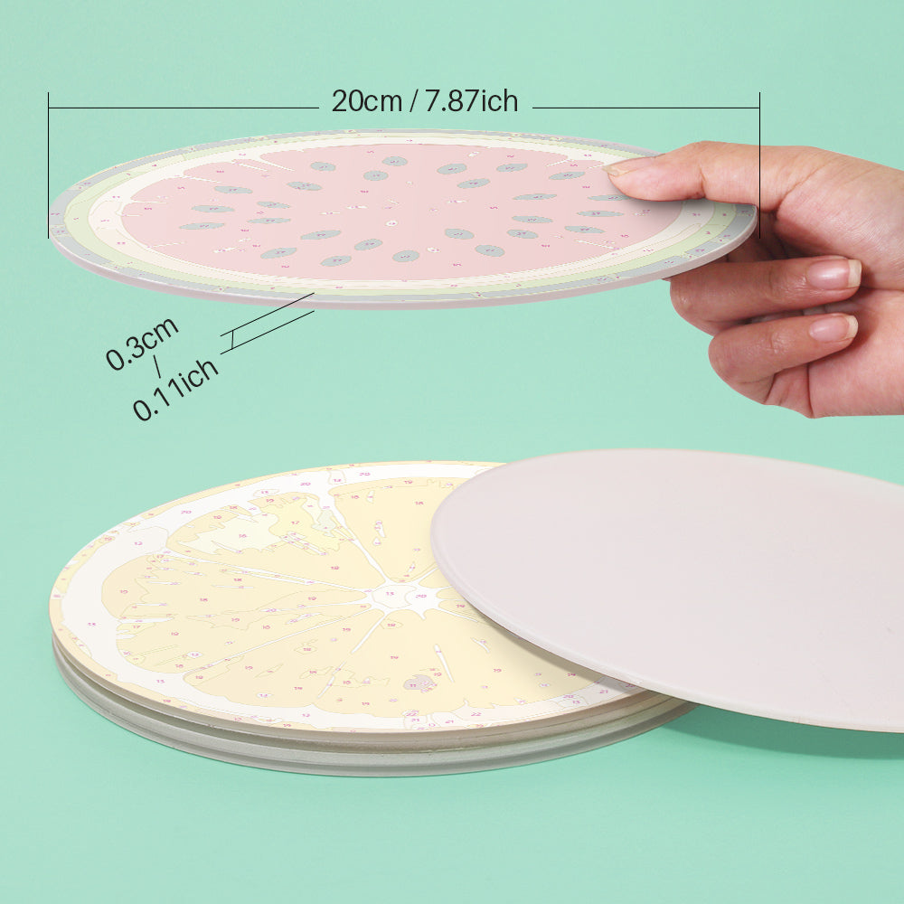 Paint by numbers fruit set, six-piece canvas artwork for DIY home décor projects.