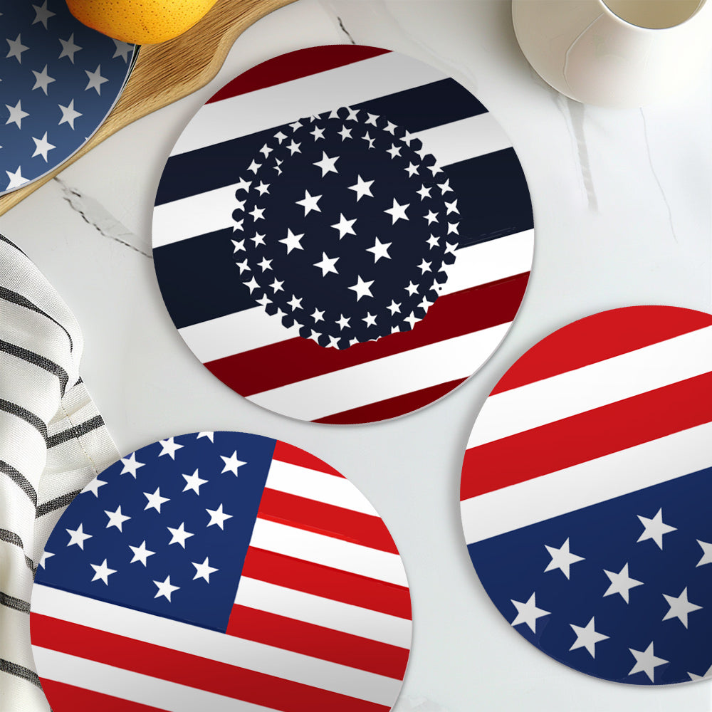 Kit de peinture par numéros DIY Americana avec motifs rouges, blancs et bleus.