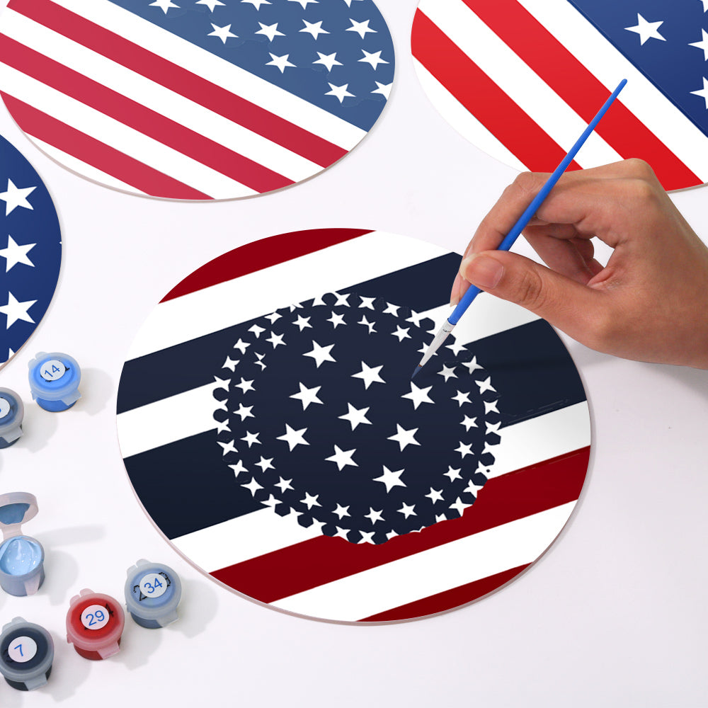 USA home decor paint by numbers set with patriotic stars and stripes.