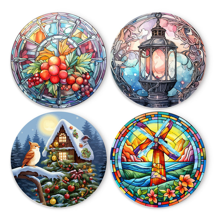 DIY glass & light paint by numbers kit with 4 canvases for beginners and adults.