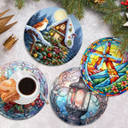 Creative stained glass paint by numbers kit with luminous light reflections.