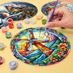 Glass & light themed painting kit with numbered canvas for easy home décor.