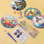 DIY stained glass paint by numbers art kit for creative home decoration.